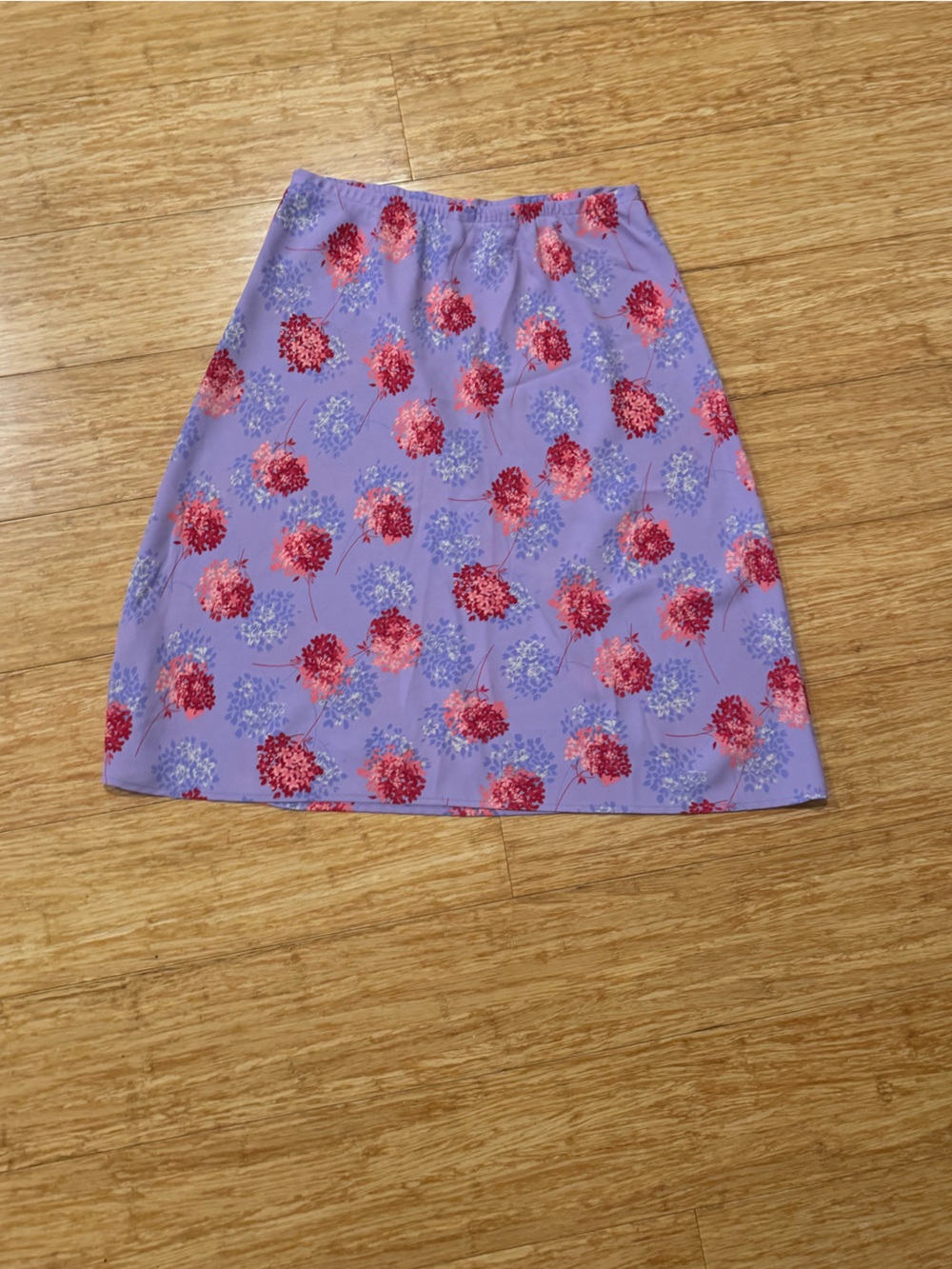 Hillard & Hanson purple midi skirt with red floral print